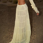 Damen luftiges Strandkleid mit Rüschen R&B