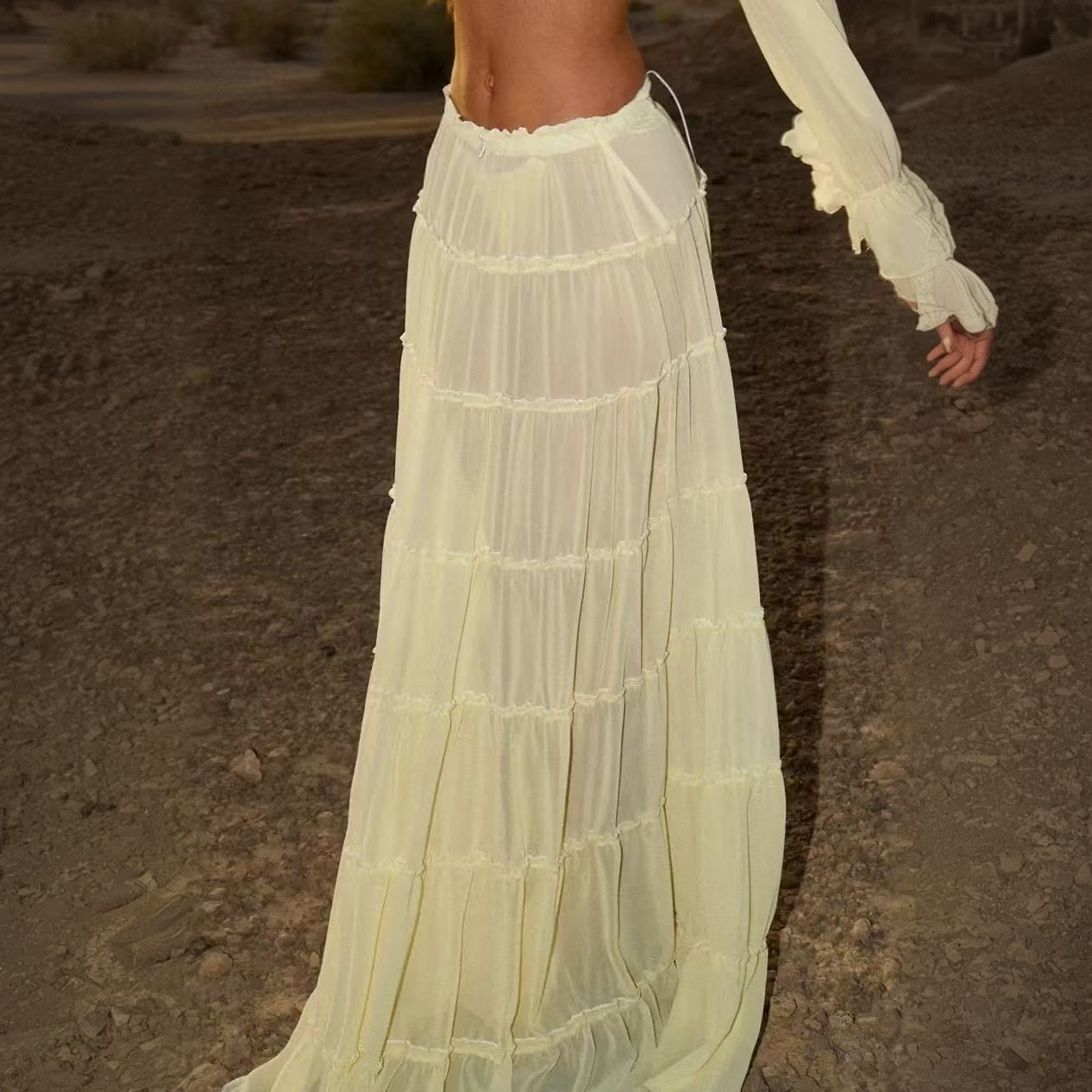 Damen luftiges Strandkleid mit Rüschen R&B