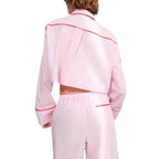 Damen modisches zweiteiliges Set mit Crop-Top und weiten Hosen R&B
