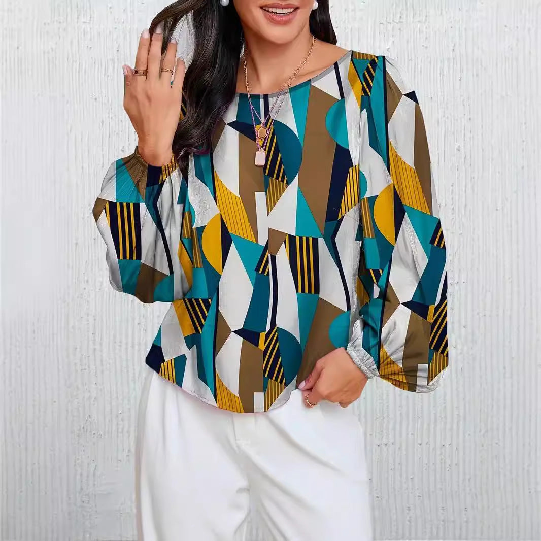 Damen Modische Bluse mit geometrischem Design R&B