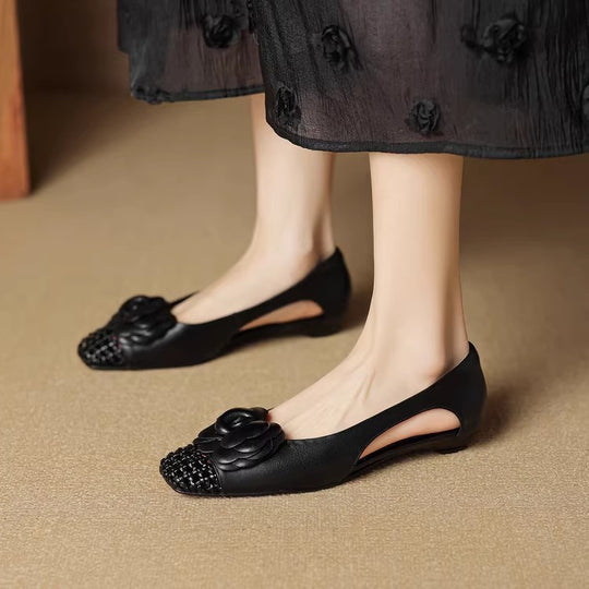 Damen Ballerina-Schuhe mit floralen Akzenten und offenem Fersenbereich R&B
