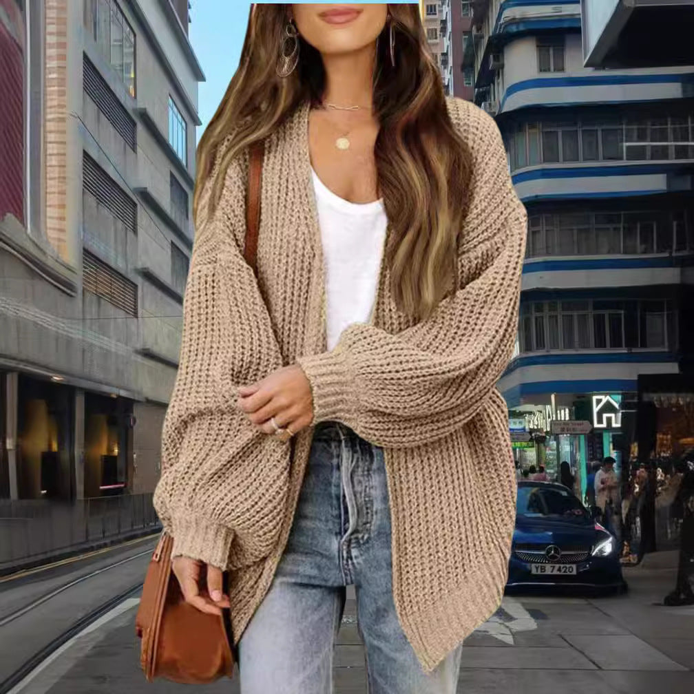 Damen Grobstrick Cardigan mit weitem Schnitt R&B