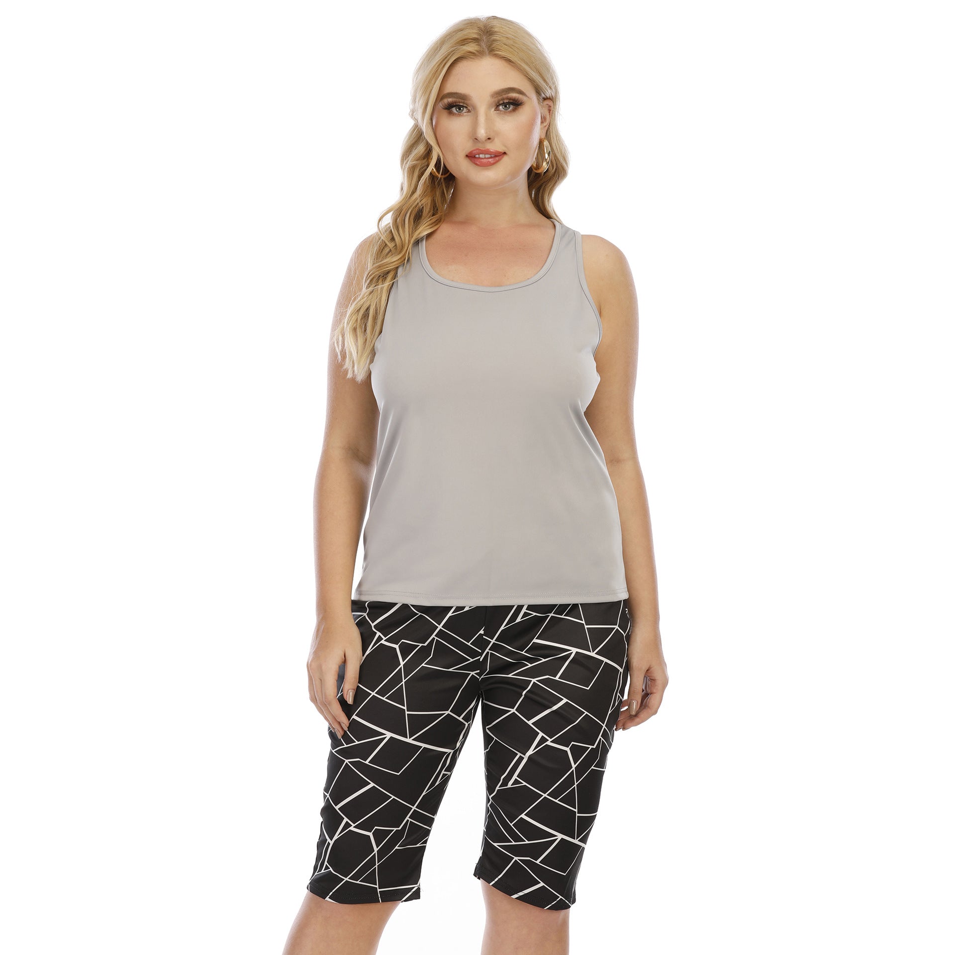 Damen Sportliche Leggings mit geometrischem Muster R&B