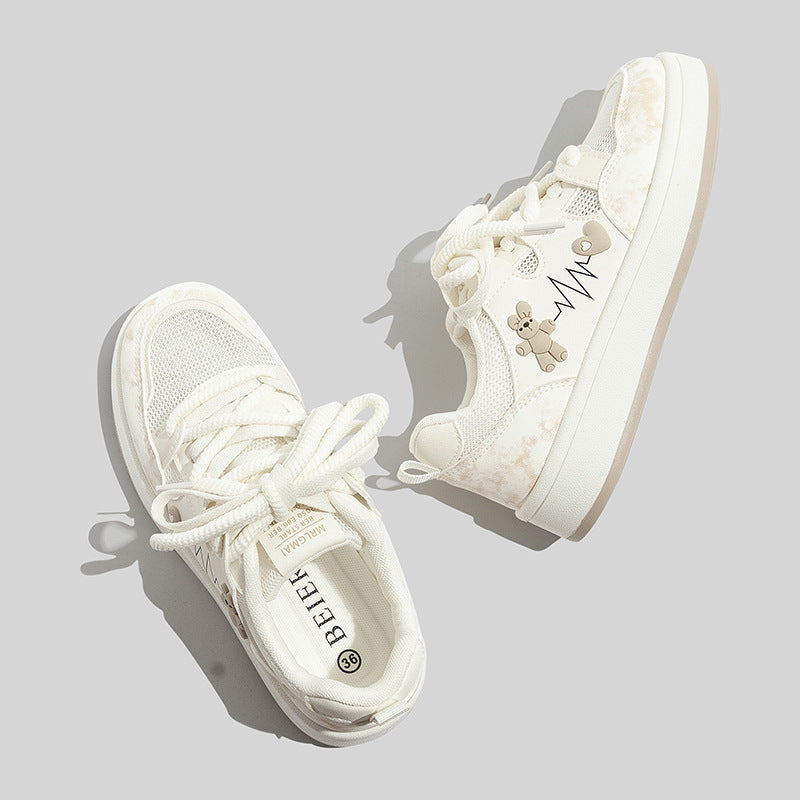Damen Sneakers mit charmantem Bärenmotiv und atmungsaktiver Oberflächenstruktur R&B