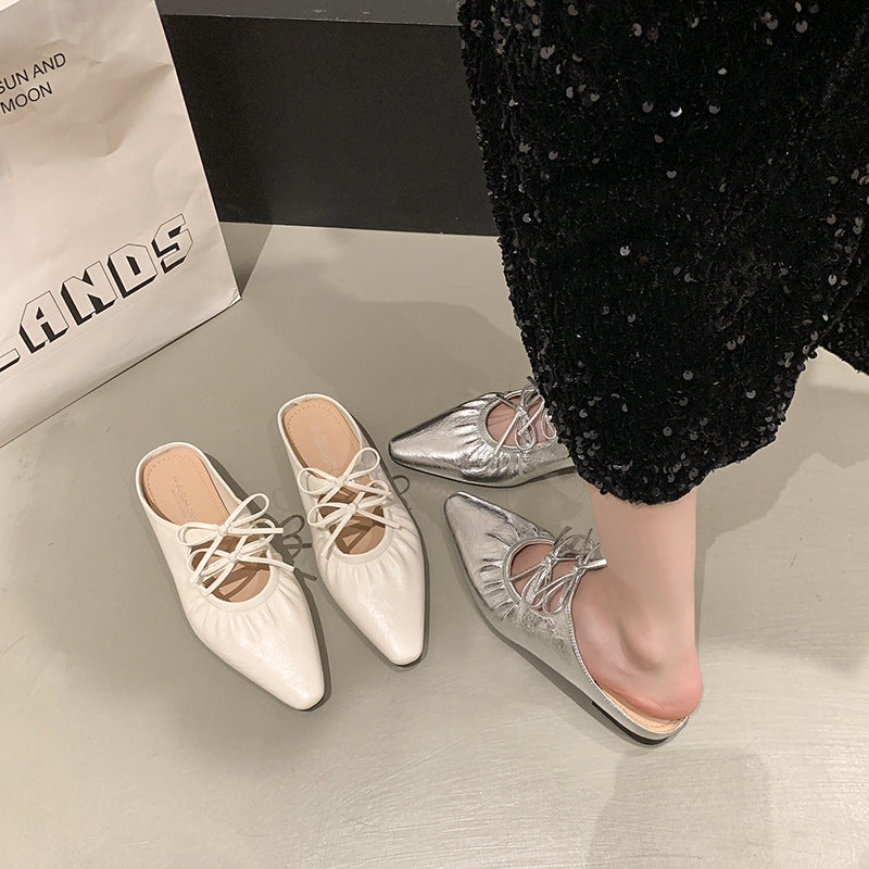 Damen elegante Mules mit Schnürdetail R&B
