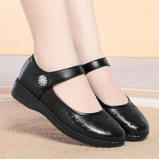 Damen Ballerinas mit verstellbarem Riemen und modischem Lochmuster R&B