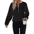 Damen Sportliches Sweatshirt mit halbem Reißverschluss R&B