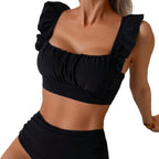Damen Hochgeschnittener Bikini mit Rüschenoberteil R&B