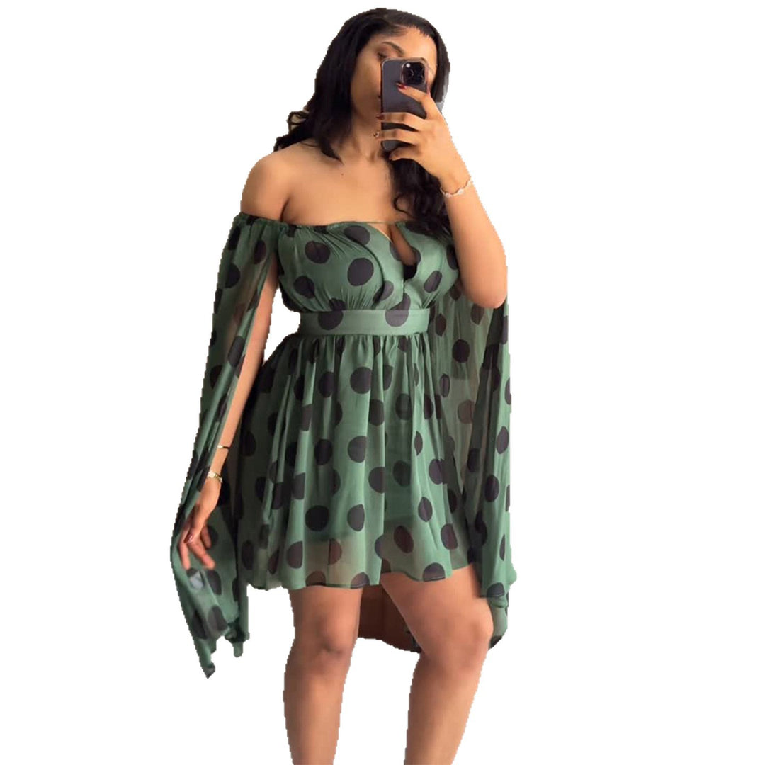 Damen Minikleid mit aufregendem Off-Shoulder Design und weit geschnittenen Ärmeln R&B