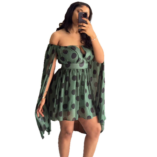 Damen Minikleid mit aufregendem Off-Shoulder Design und weit geschnittenen Ärmeln R&B