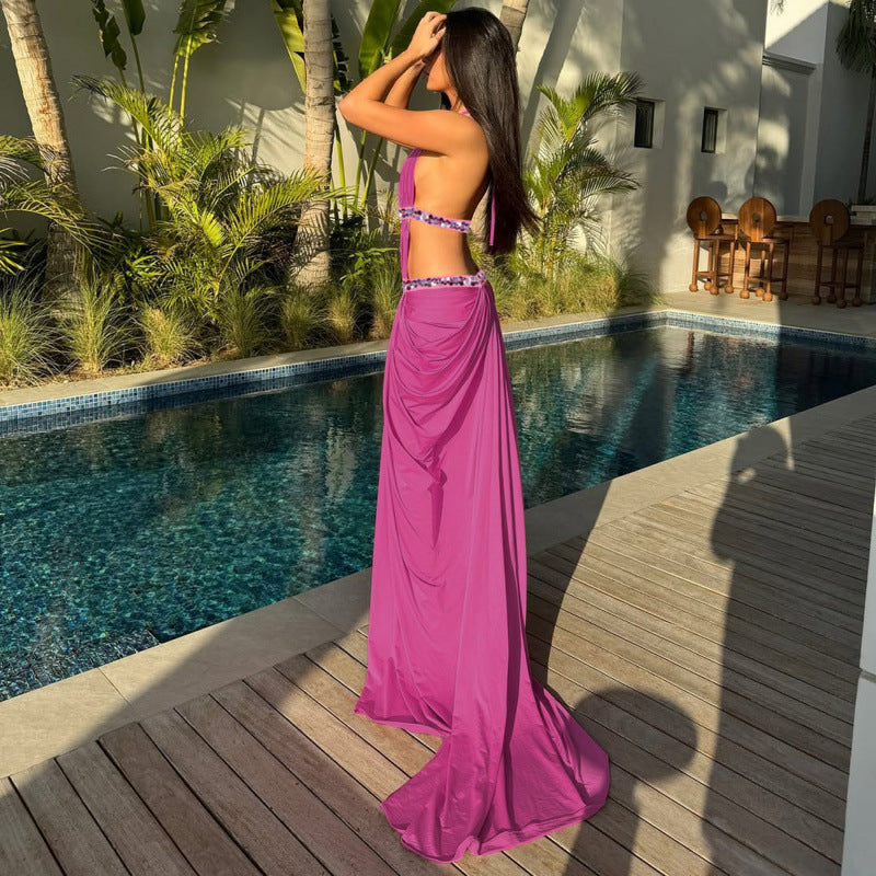 Damen Elegantes Abendkleid mit raffinierten Drapierungen und Spitzenakzenten R&B
