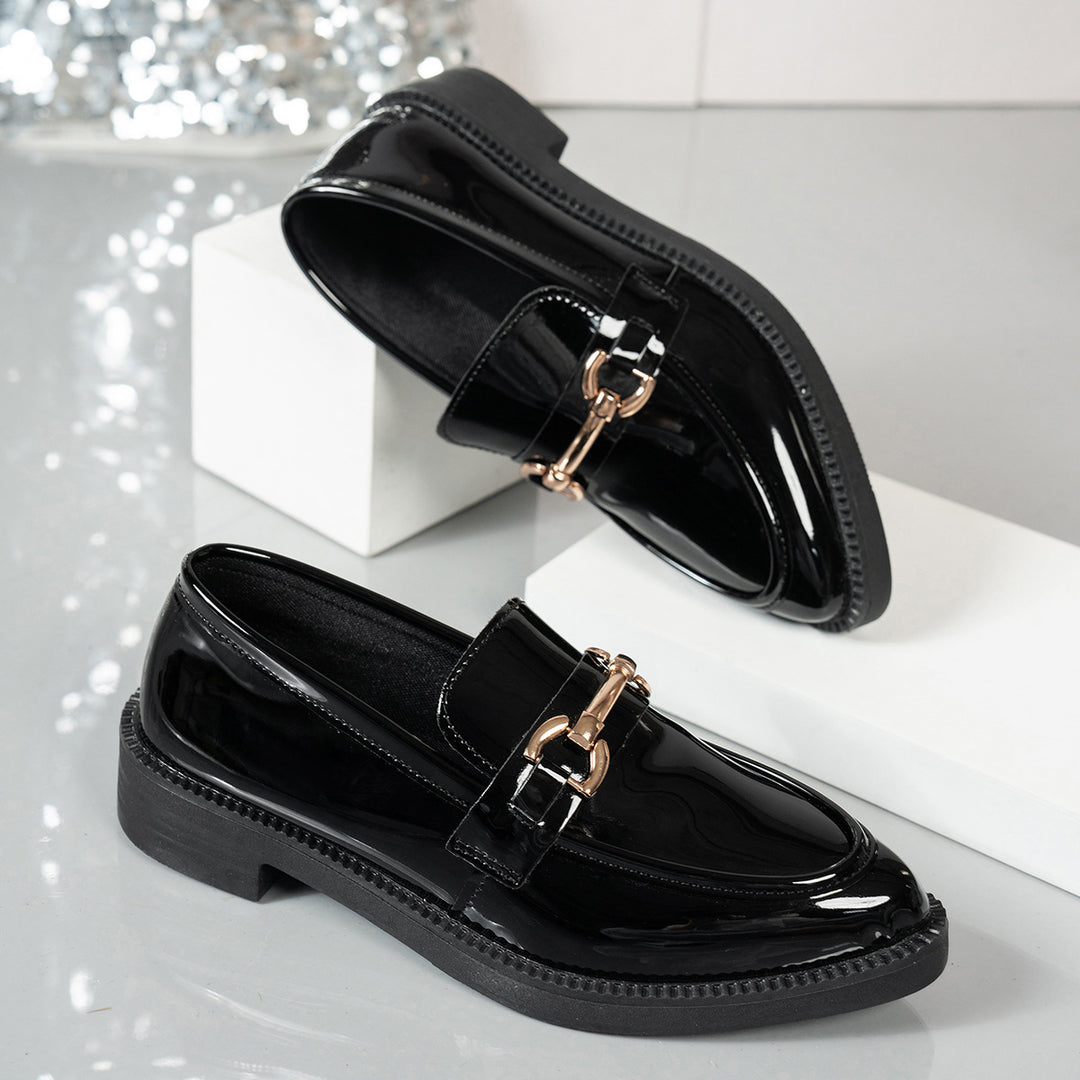 Damen elegante Loafers mit modischer Schnallenverzierung R&B