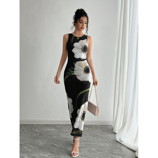 Damen Maxikleid mit floraler Druckgestaltung und figurbetontem Schnitt R&B