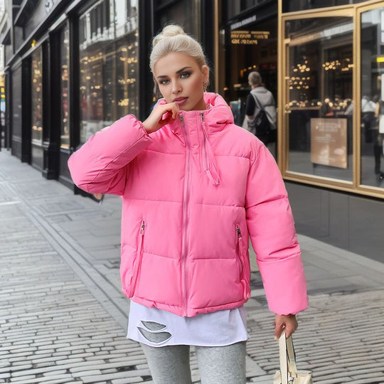 Damen modische Pufferjacke mit verstellbarer Kapuze und dicken Isolierungen R&B