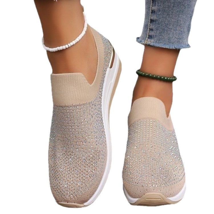Damen Glitzernde Slip-On Sneakers mit atmungsaktivem Obermaterial und modischem Design R&B