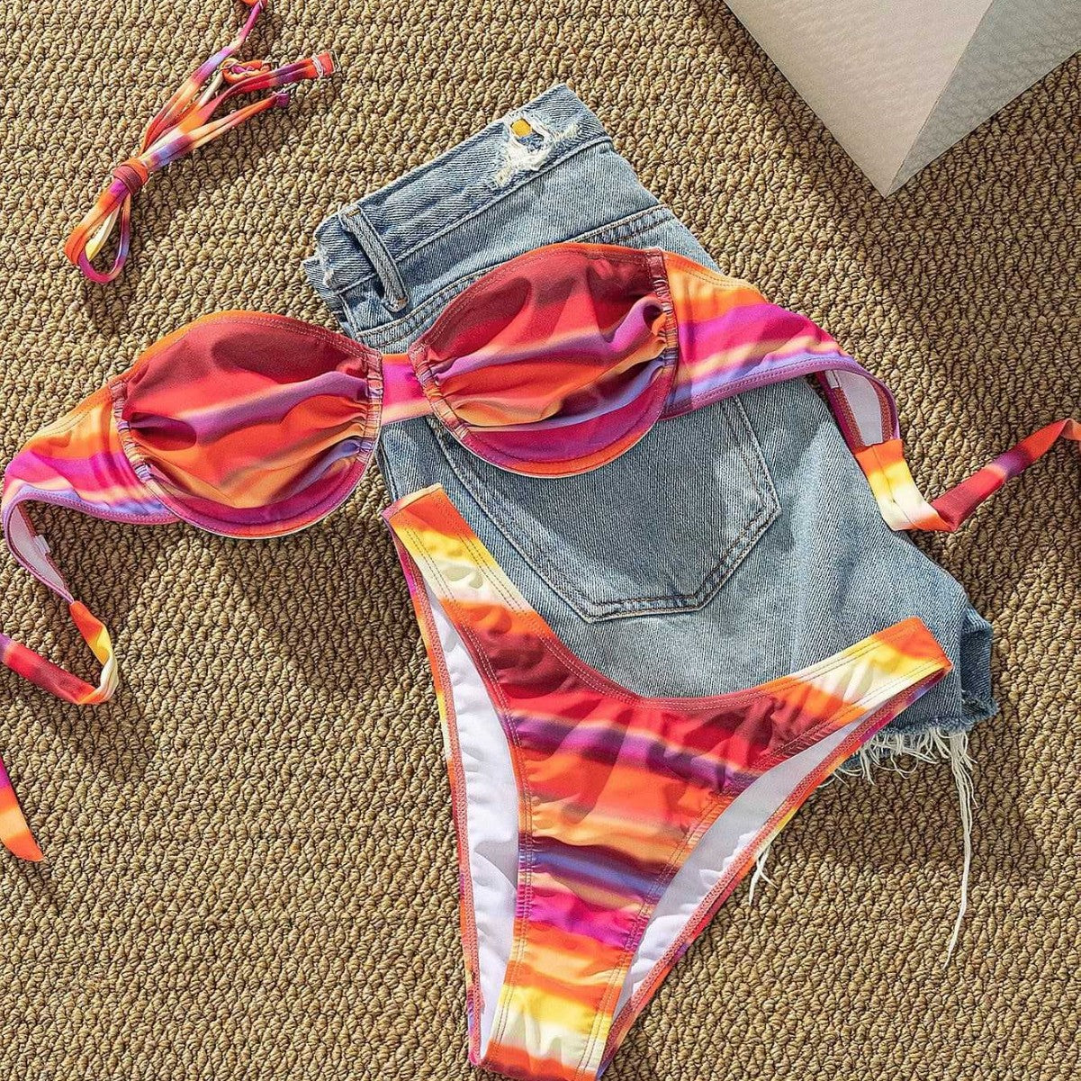 Damen Bikini mit trendigem Bustier-Design und Hoher Raffung R&B