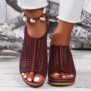 Damen Komfortable Wedge-Sandalen mit luftiger Netzstruktur R&B