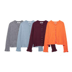 Damen elegante Strickjacke mit dekorativen Knöpfen R&B