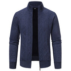 Herren Strickjacke mit modernem Reißverschluss und dekorativem Muster