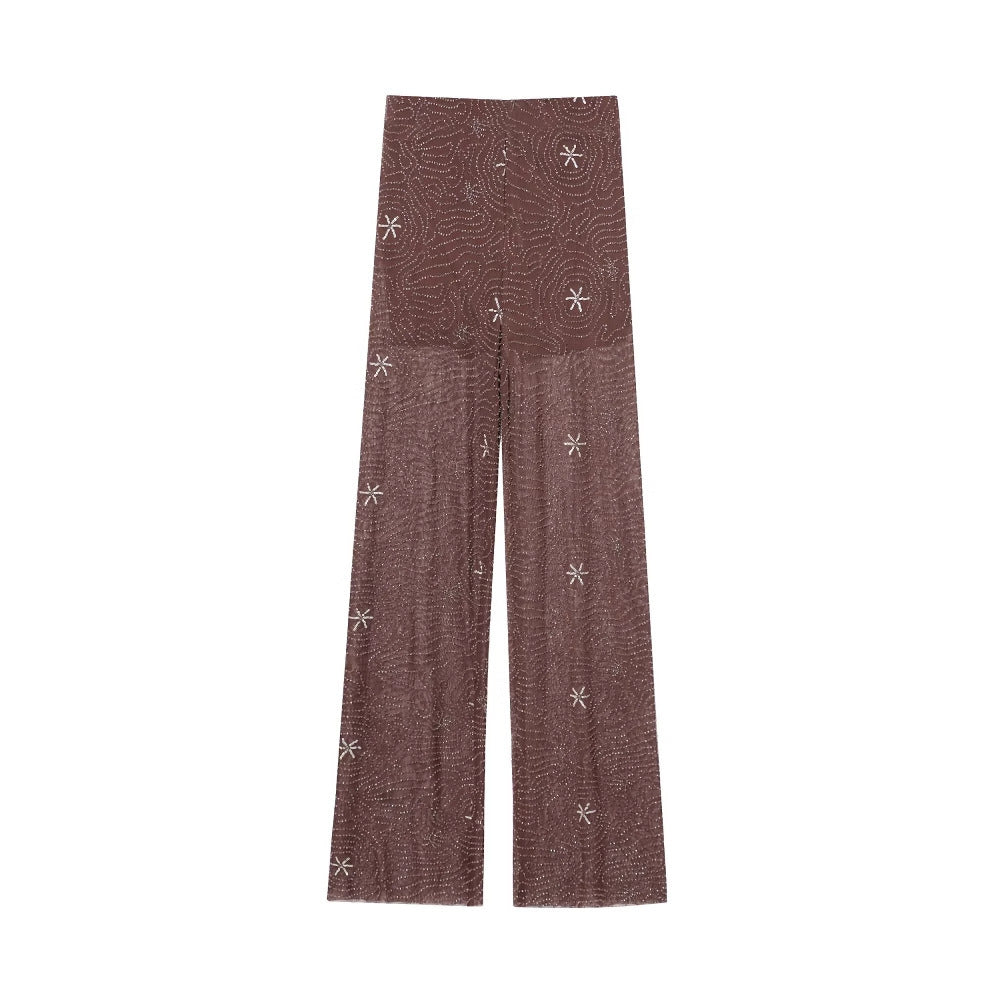 Damen Weite Hosen mit eleganter Stickerei R&B