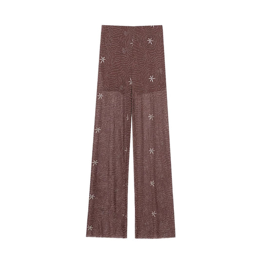 Damen Weite Hosen mit eleganter Stickerei R&B
