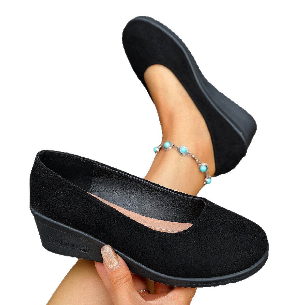 Damen Komfortable Ballerinas mit Keilabsatz