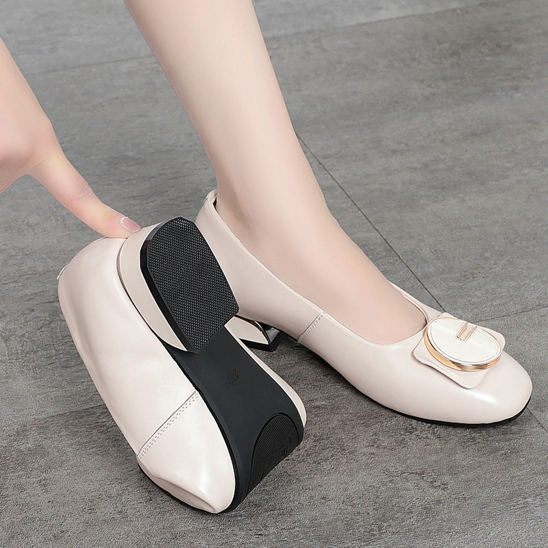 Damen elegante Ballerinas mit modischem Schmuckdetail und komfortablem Blockabsatz R&B