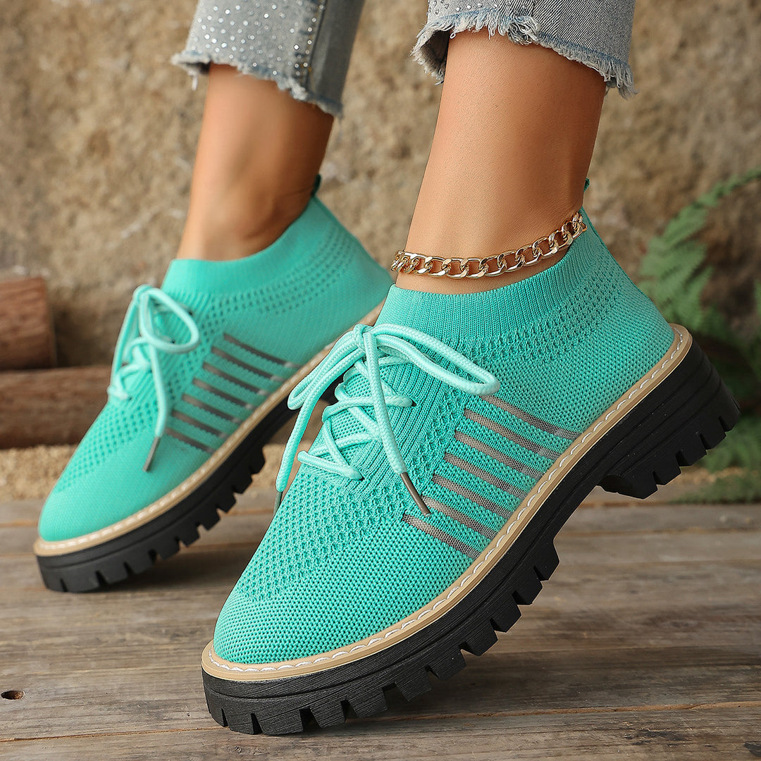 Damen Komfortable Schnür-Sneaker aus atmungsaktivem Netzmaterial mit modischem Profil R&B