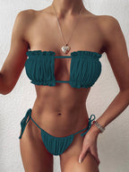 Damen Bandeau-Bikini mit verspieltem Rüschendesign