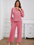 Damen Zweiteiliges Set aus leichter Bluse und weiter Hose im eleganten Design R&B