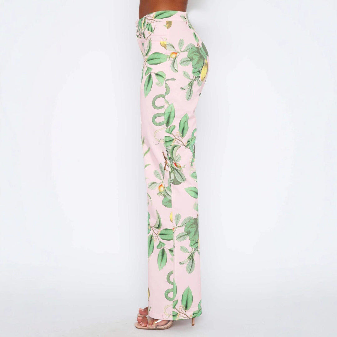 Damen lässige Cargo-Hose mit frischem botanischem Print R&B