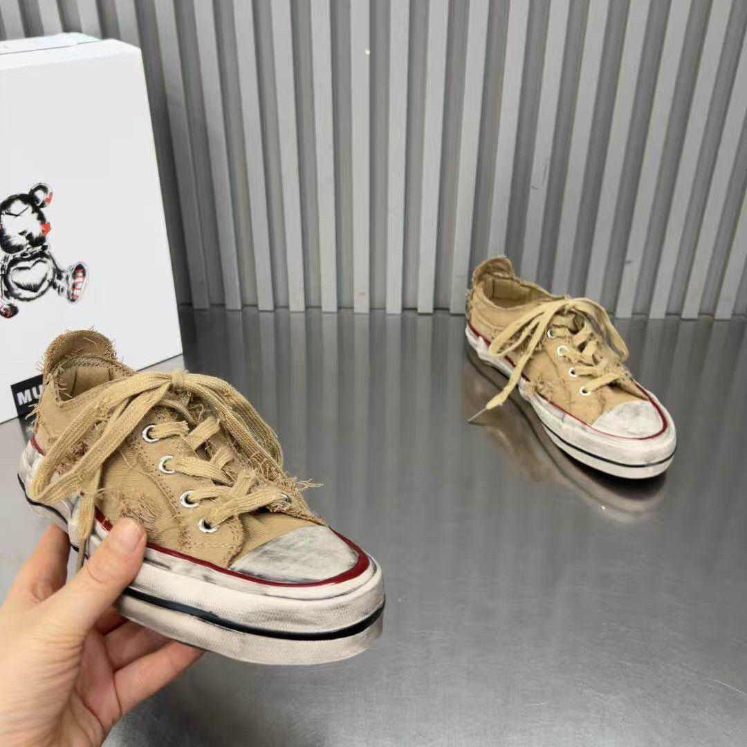 Damen modische Sneaker mit kreativem Used-Look und robustem Tragekomfort R&B