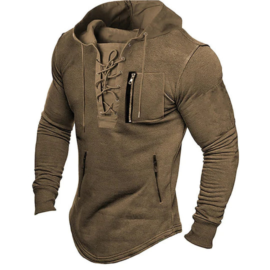 Herren modischer Kapuzenpullover mit einzigartigem Schnürdesign R&B
