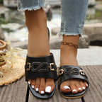 Damen Komfortable Mules mit modischer Ketten-Applikation R&B
