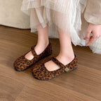 Damen Schicke Ballerinas mit Leo-Muster