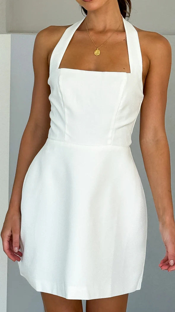 Damen Kurzkleid mit schickem Halterneck und fließendem Schnitt R&B