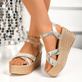 Damen Stylische Plateau-Sandalen mit Knöchelriemen R&B