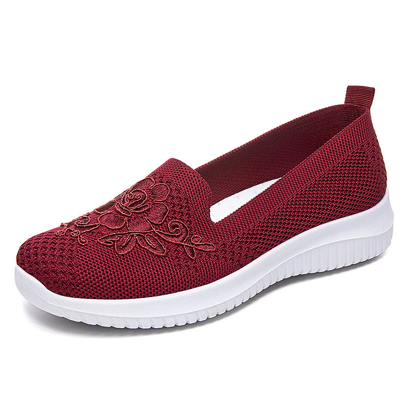 Damen Bequeme Slip-On Sneakers mit floralen Stickereien R&B