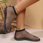 Damen Glitzernde Netzsandalen mit funkelnden Strassapplikationen R&B