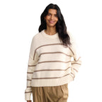 Damen gestrickter Pullover mit breitem Streifenmuster und lässigem Schnitt R&B