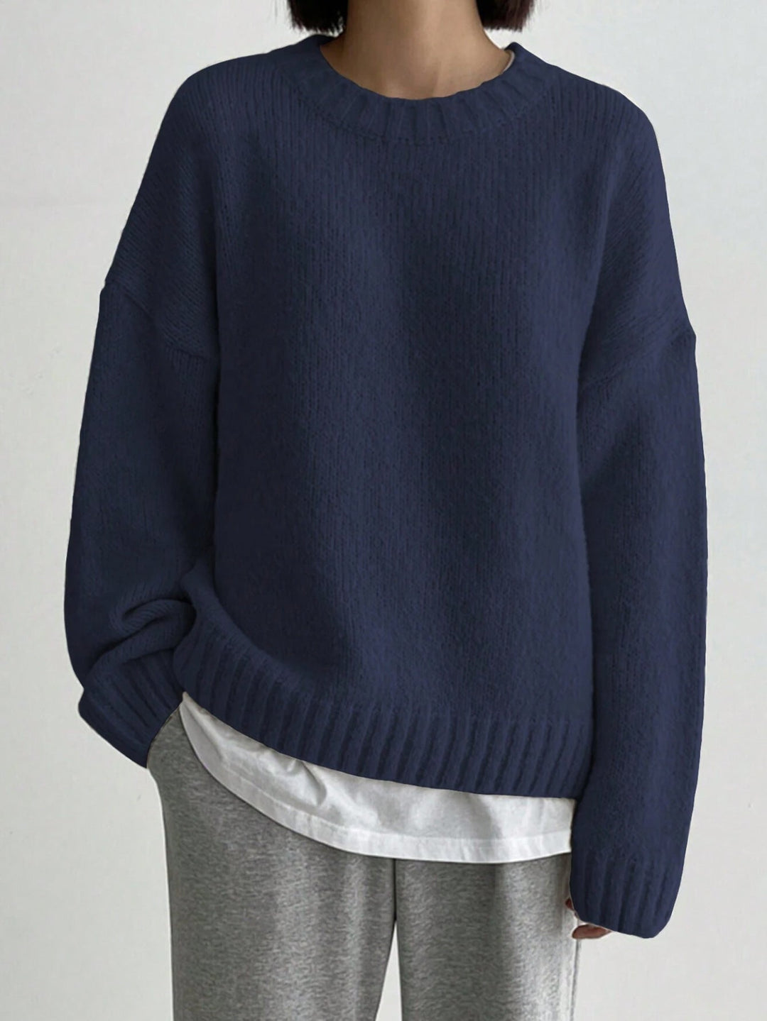 R&B | Pullover - Damen Herbst Oversized Rundhals Strickpullover