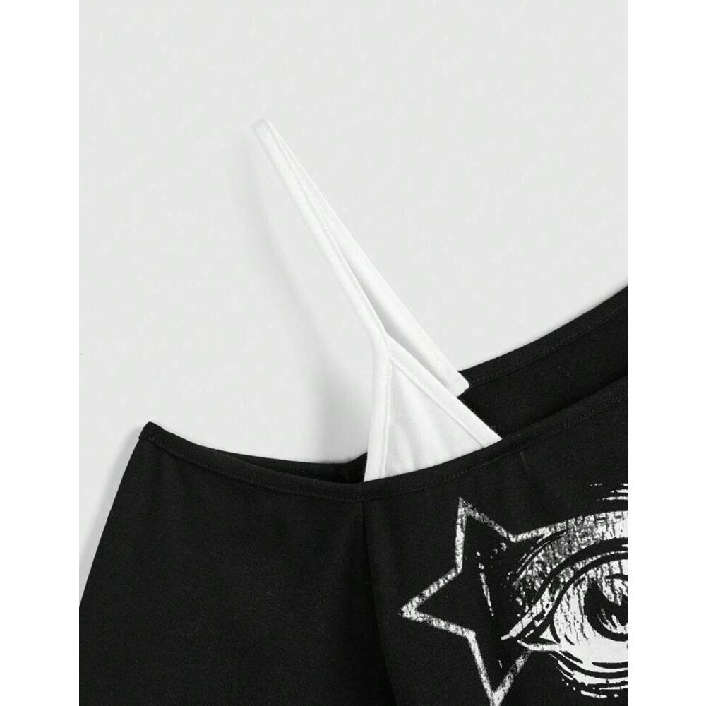 Damen kreatives T-Shirt mit asymmetrischem Design R&B