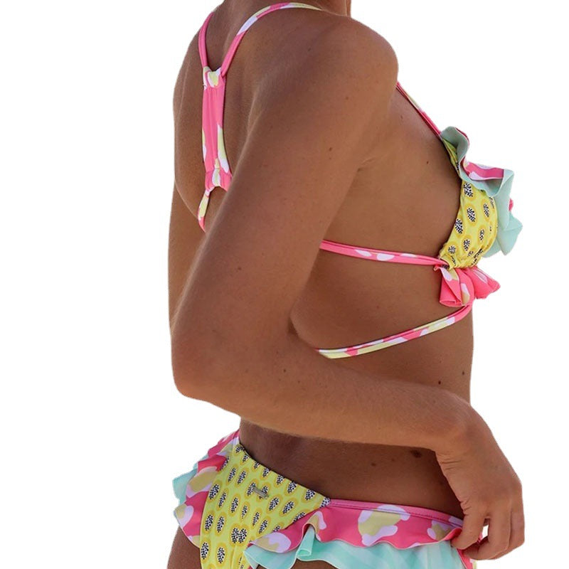 Damen Triangel-Bikini mit verspieltem Rüschen-Design und verstellbarem BindR&Band R&B