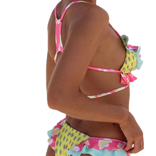 Damen Triangel-Bikini mit verspieltem Rüschen-Design und verstellbarem Bindeband R&B