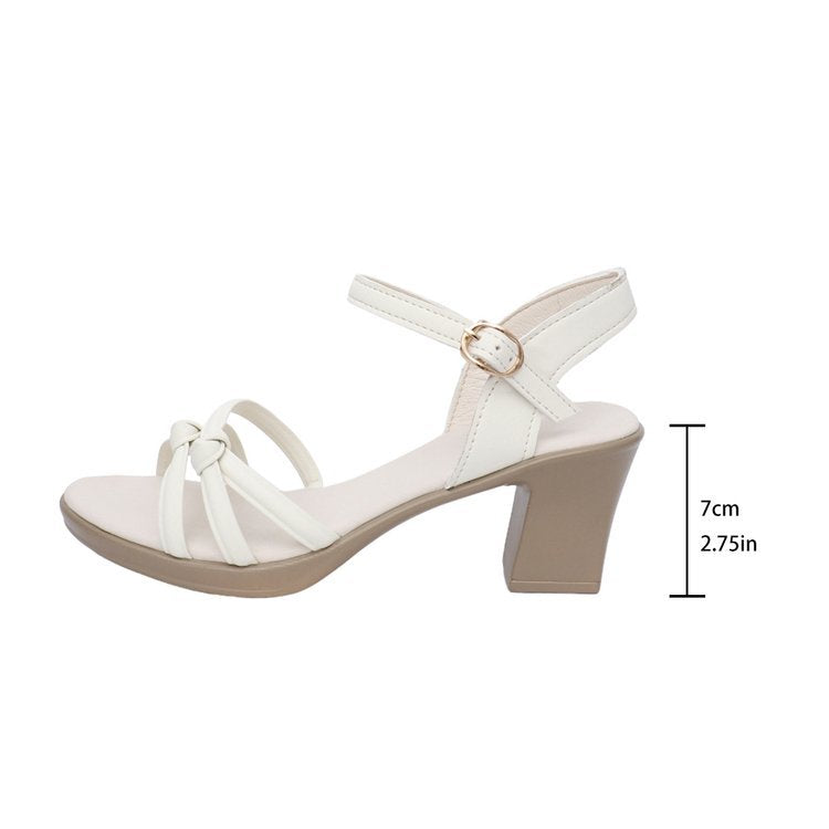 Damen elegante Blockabsatz-Sandaletten mit modischem Riemendesign R&B
