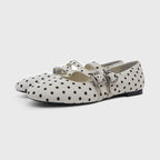 Damen Ballerinas mit modischem Punktedesign und verstellbaren Schnallen R&B