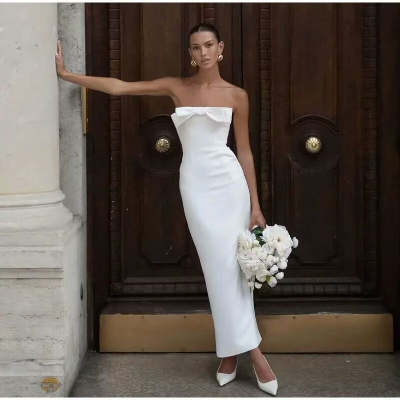 Damen Trägerloses Maxi-Kleid mit elegantem Schleifendetail R&B