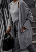 Damen gemütlicher Strickcardigan mit lässiger Silhouette und praktischen Taschen R&B