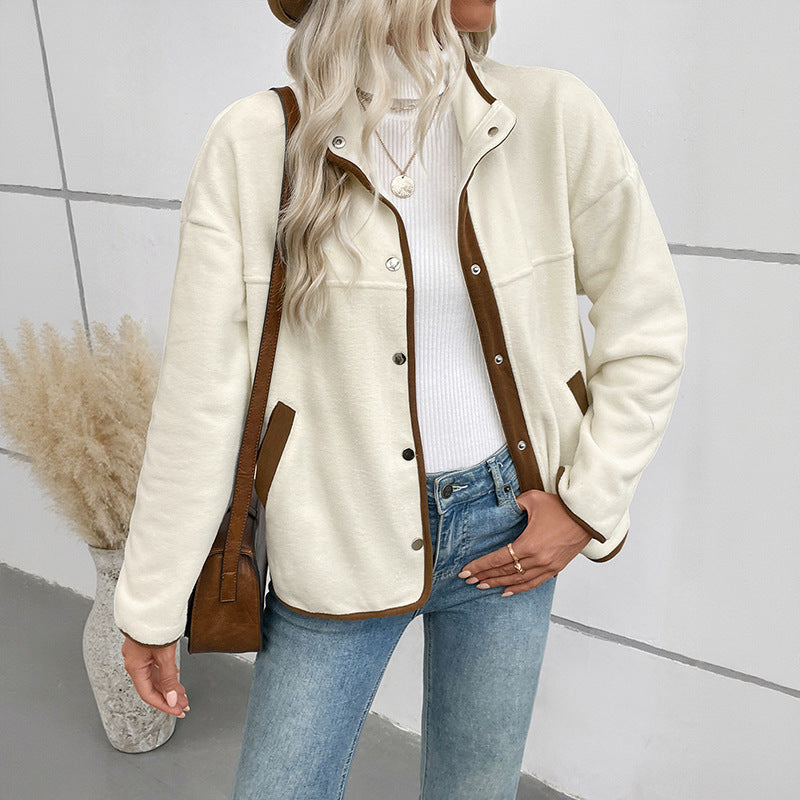 Damen Kuschelige Fleecejacke mit Kontrastelementen R&B