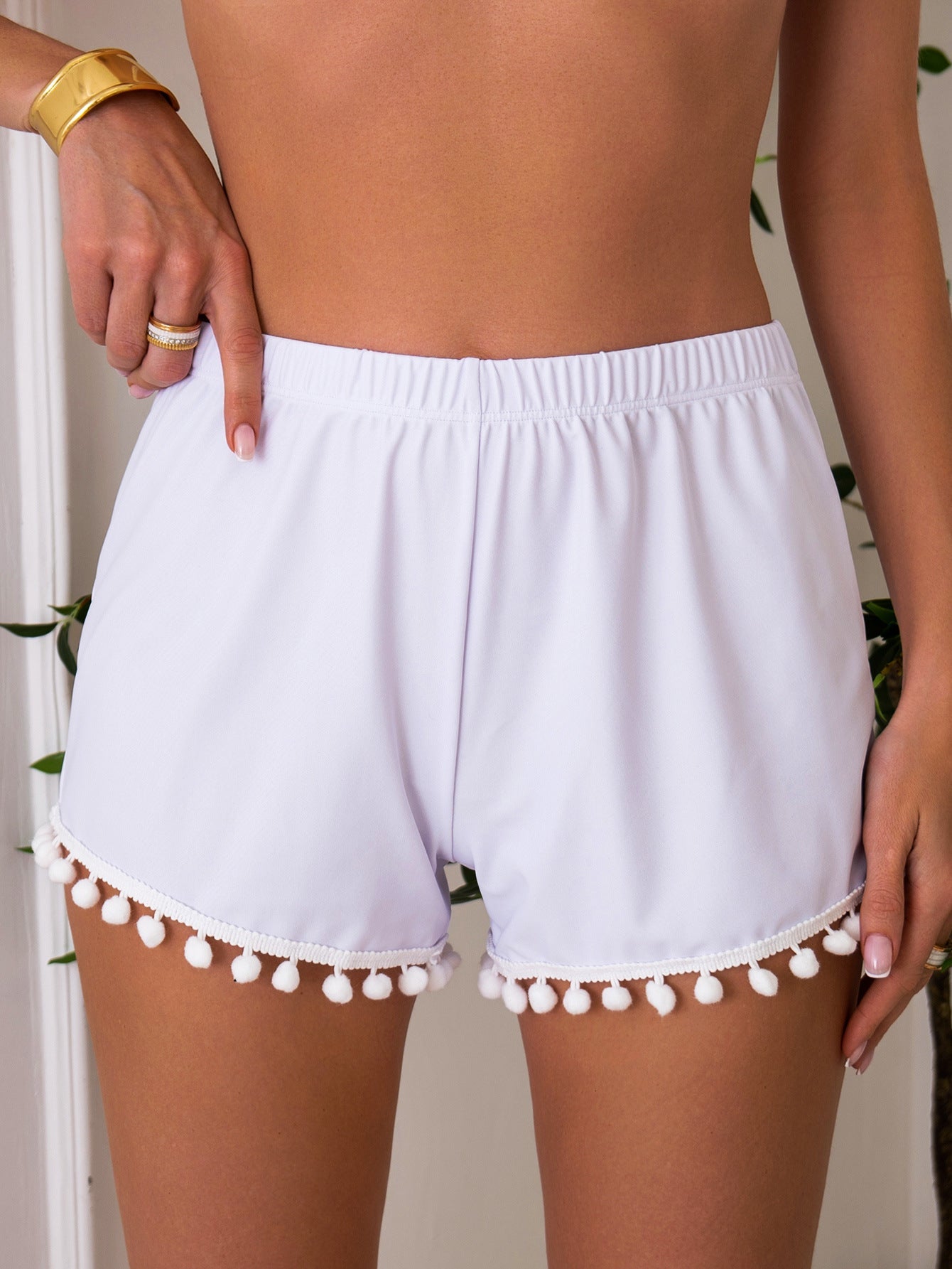 Damen Sommerliche Badeshorts mit verspieltem Pompon-Dekor R&B